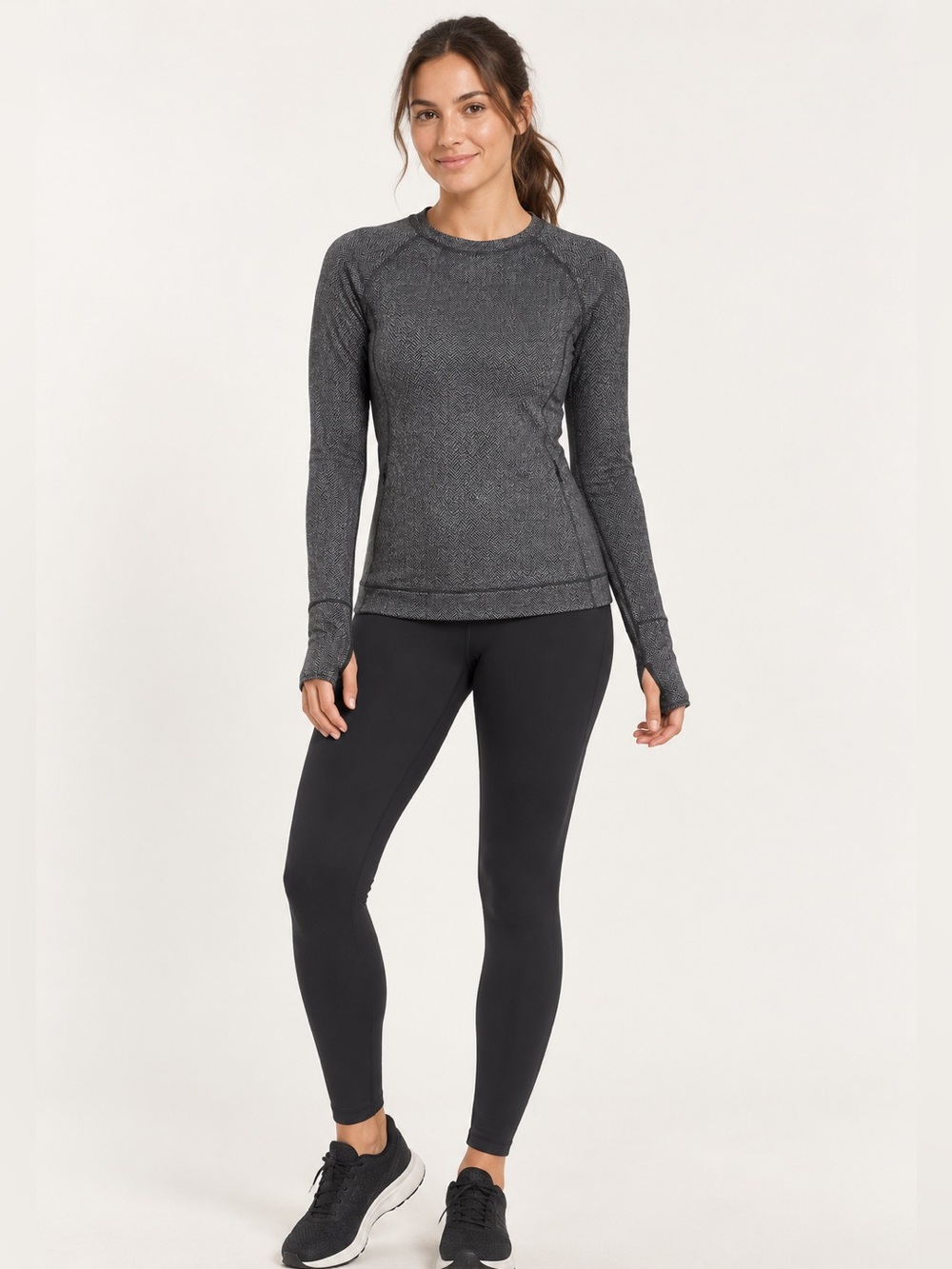 #994 Lululemon Think Fast Long Sleeve Herringbone 8